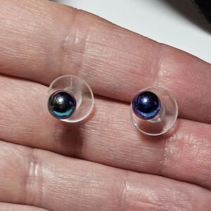 Rainbow Round Metal Stud Pierced Earrings